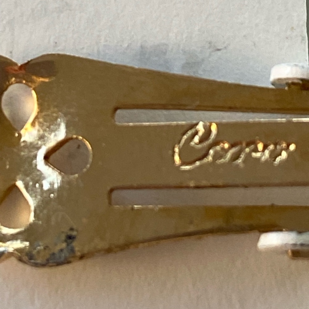 Vintage Signed Coro Metal Rose Clip On Earrings - Picture 6 of 7
